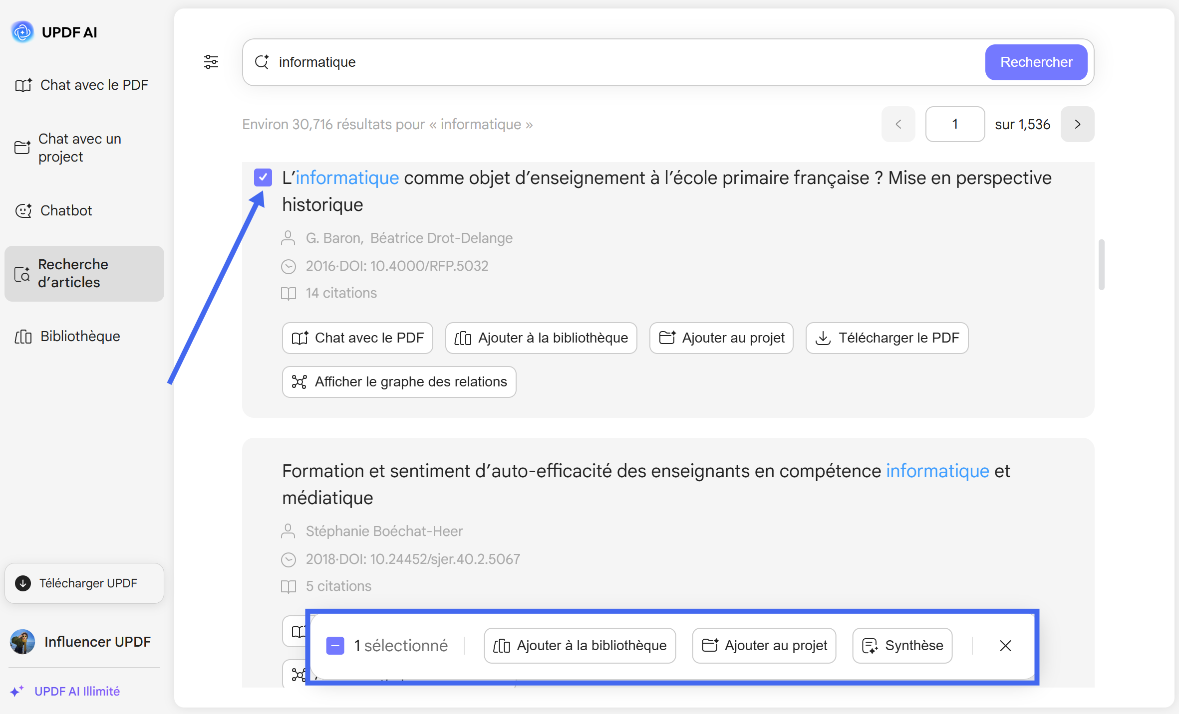 ajouter un article à la bibliothèque
