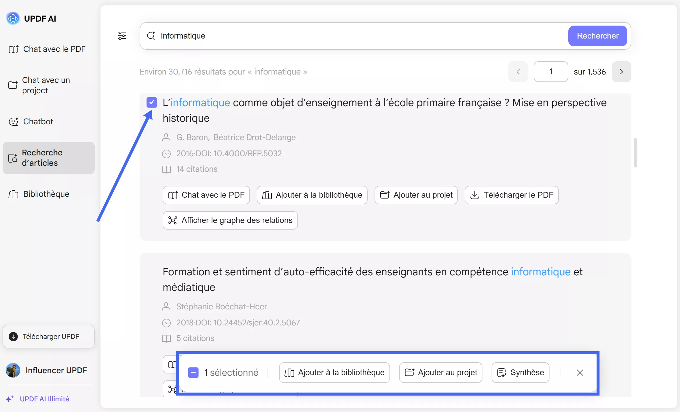 sélectionner plusieurs articles