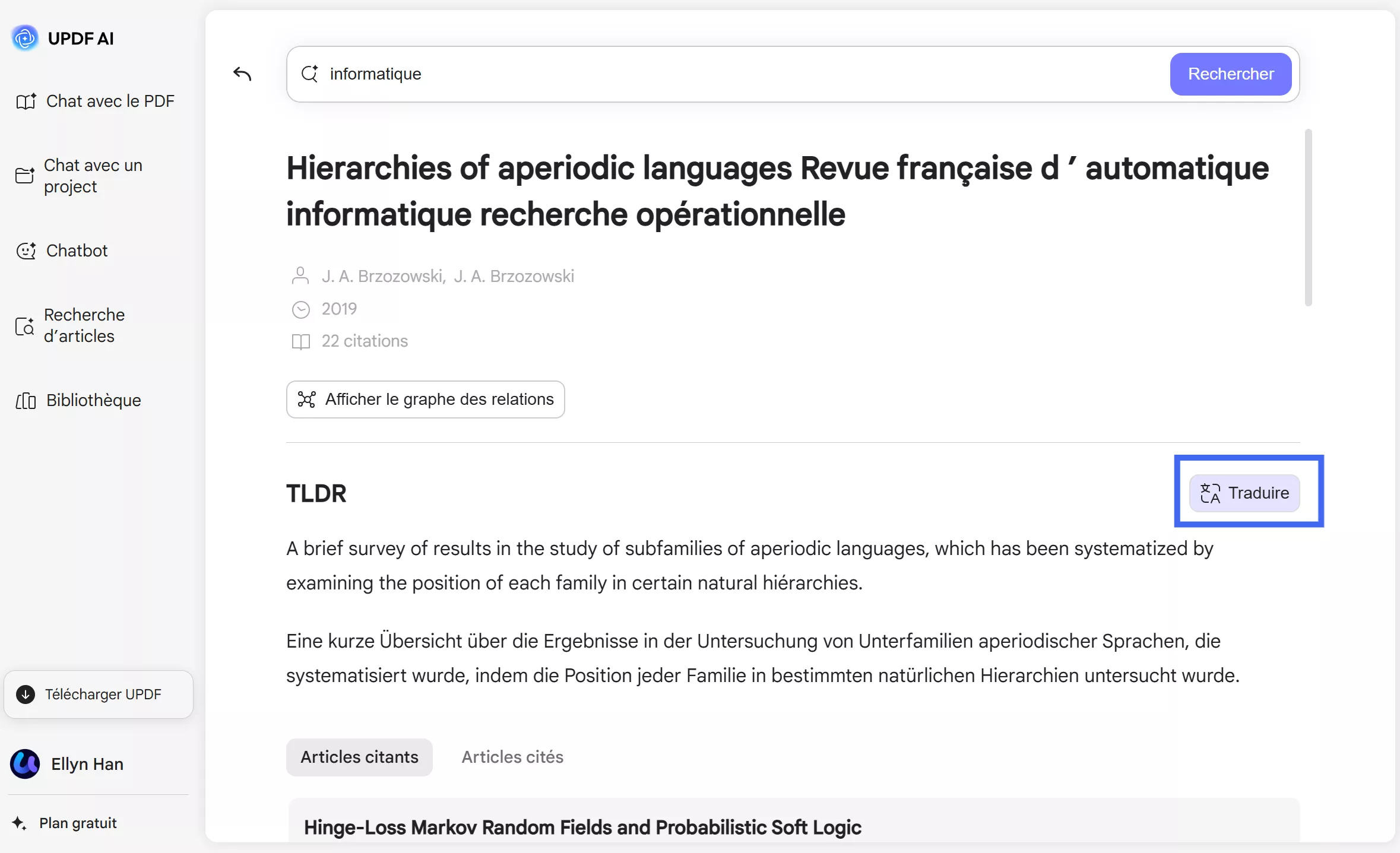 cliquez sur l'icône de traduction