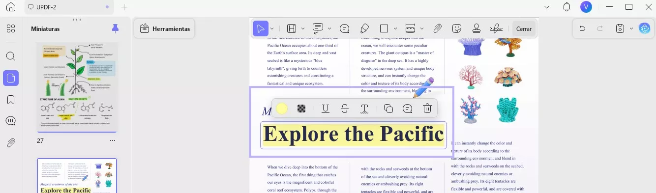 resaltar texto en pdf