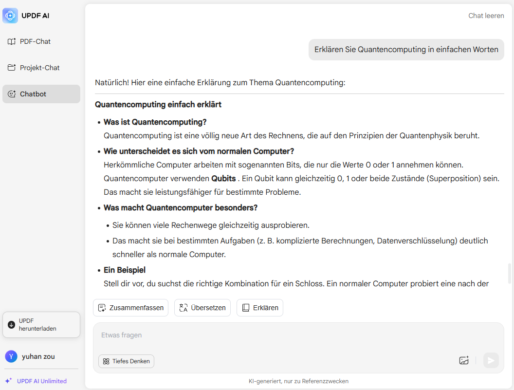 UPDF AI Quantencomputing auf Windows