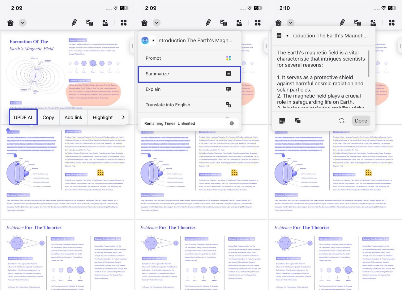 summarize pdf documents using updf ai