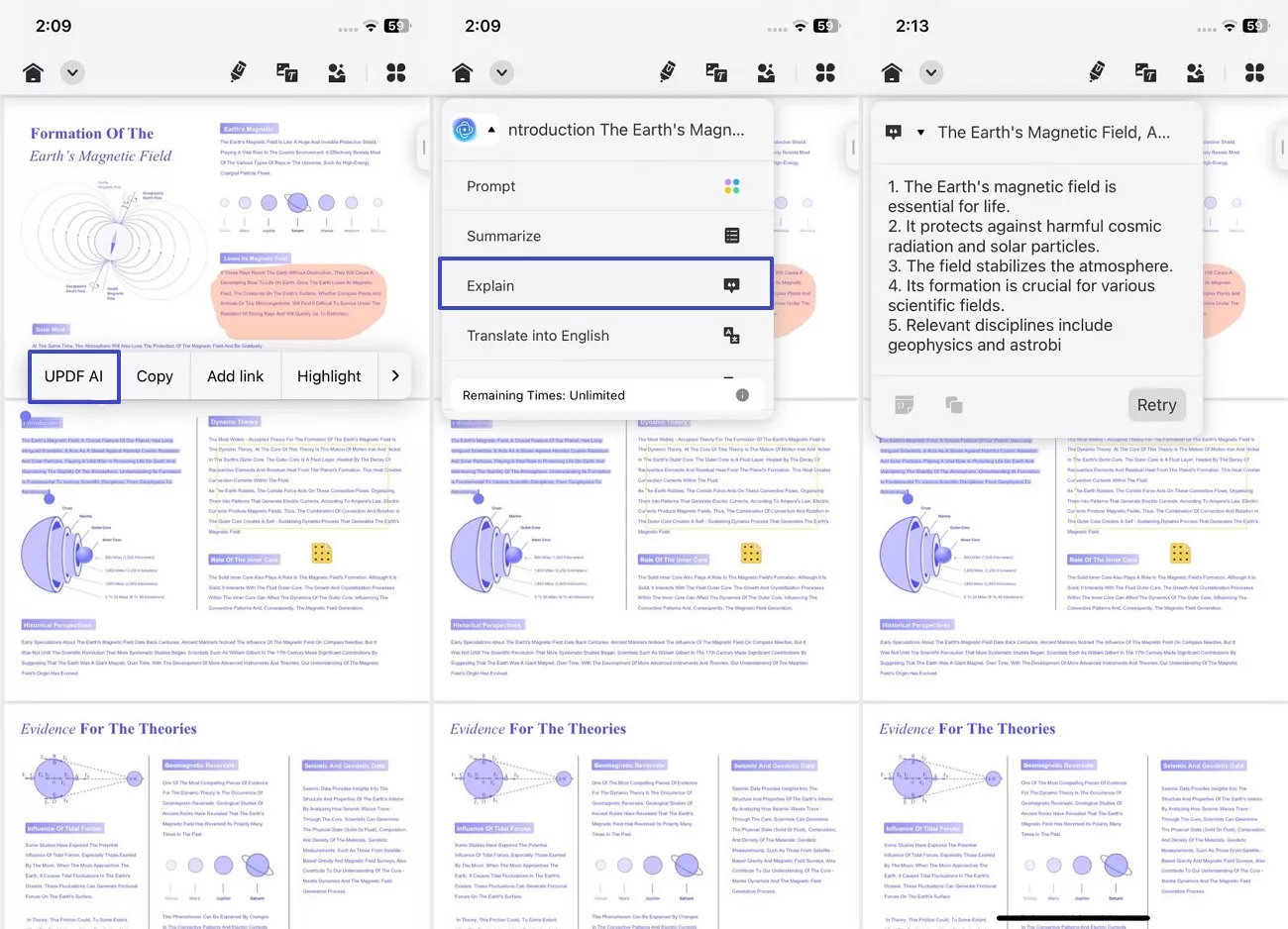 explain updf ai pdf content