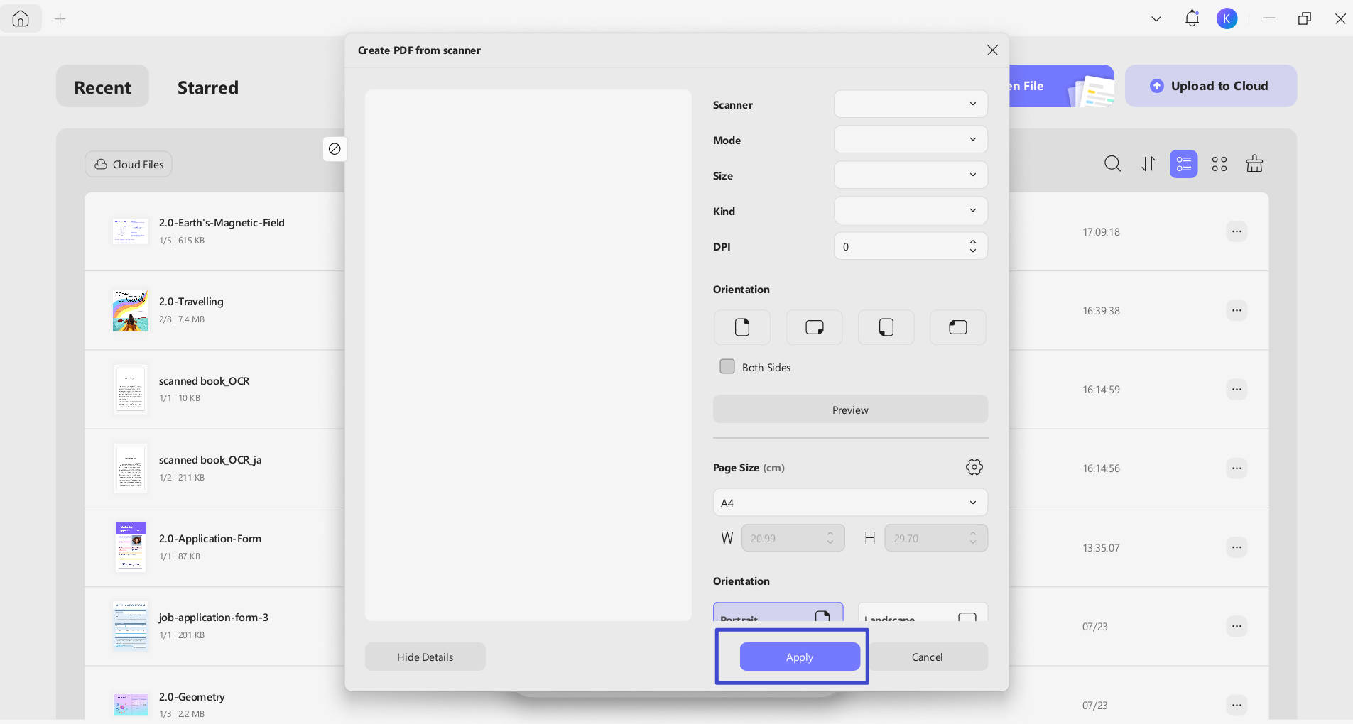 apply scanning configurations