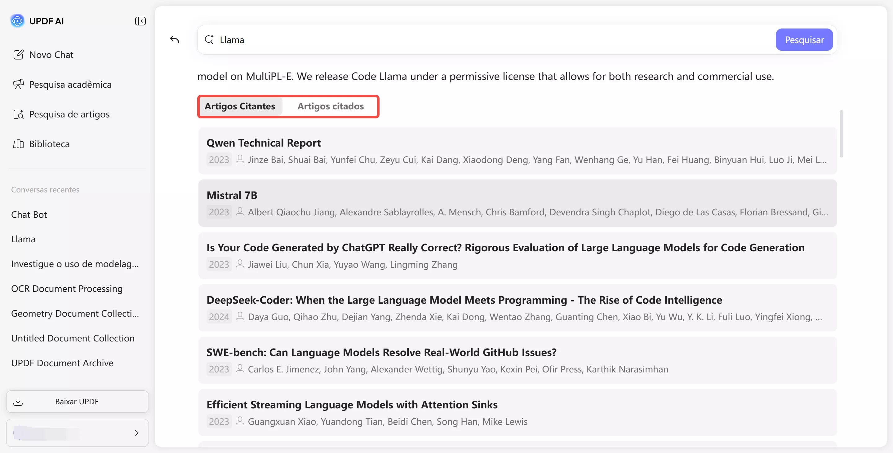 artigos citantes e artigos citados