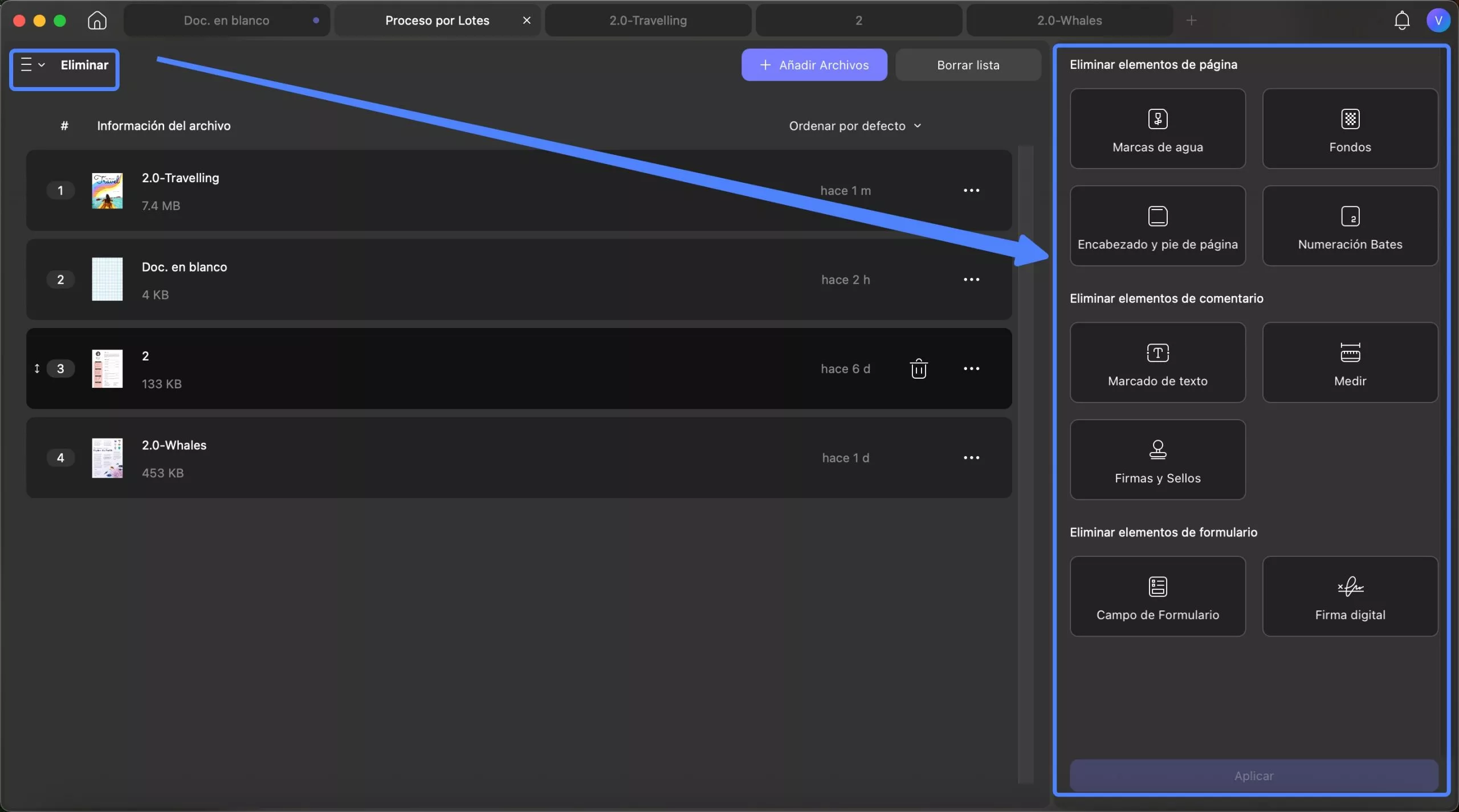 eliminar updf por lotes en mac