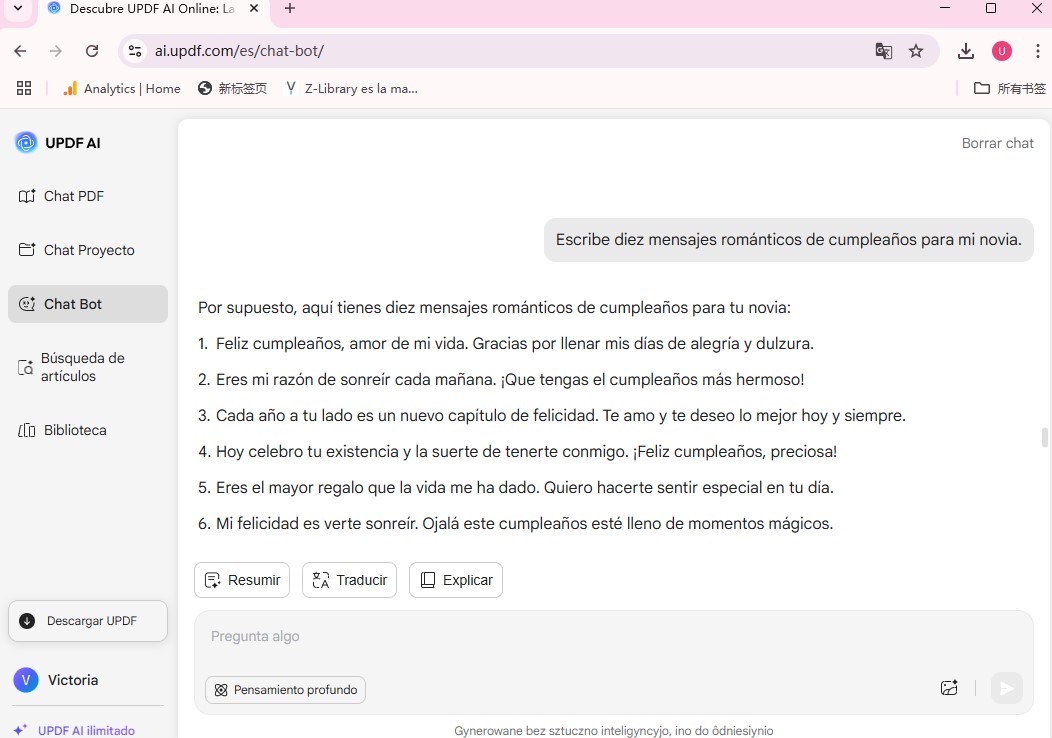 Escribe diez mensajes románticos de cumpleaños para mi novia.