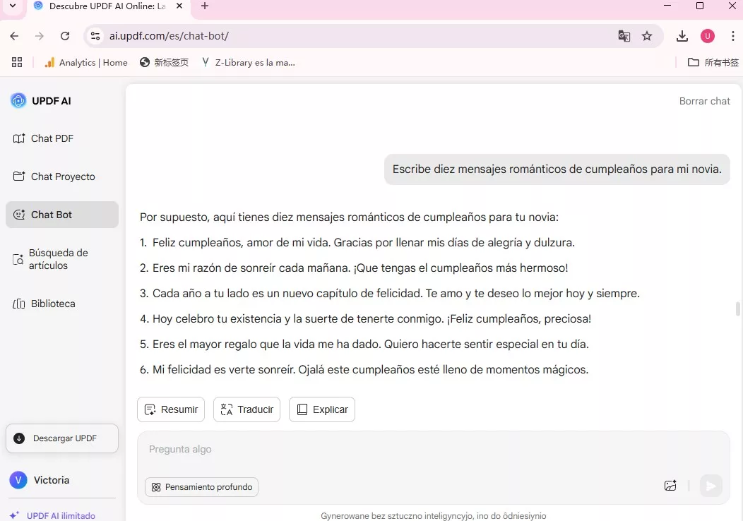 Escribe diez mensajes románticos de cumpleaños para mi novia.