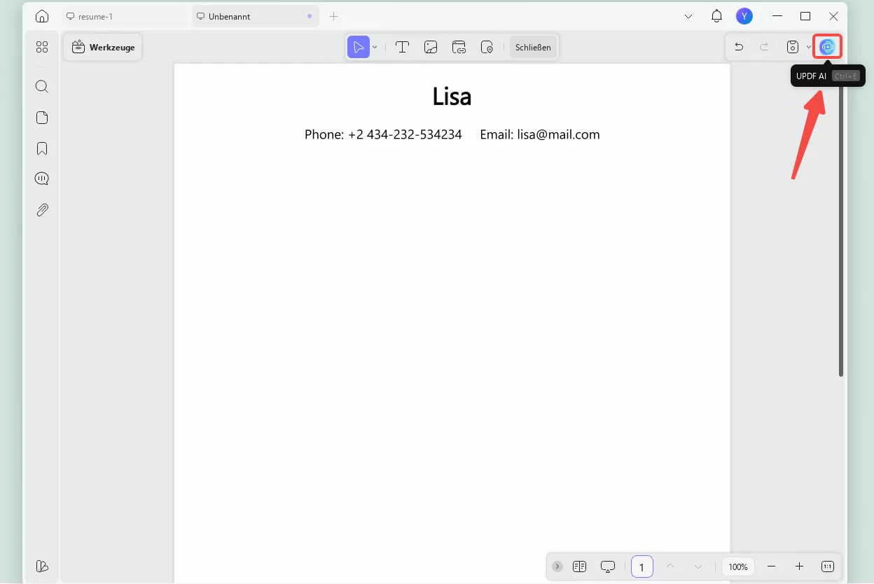 leerer lebenslauf pdf updf ai symbol