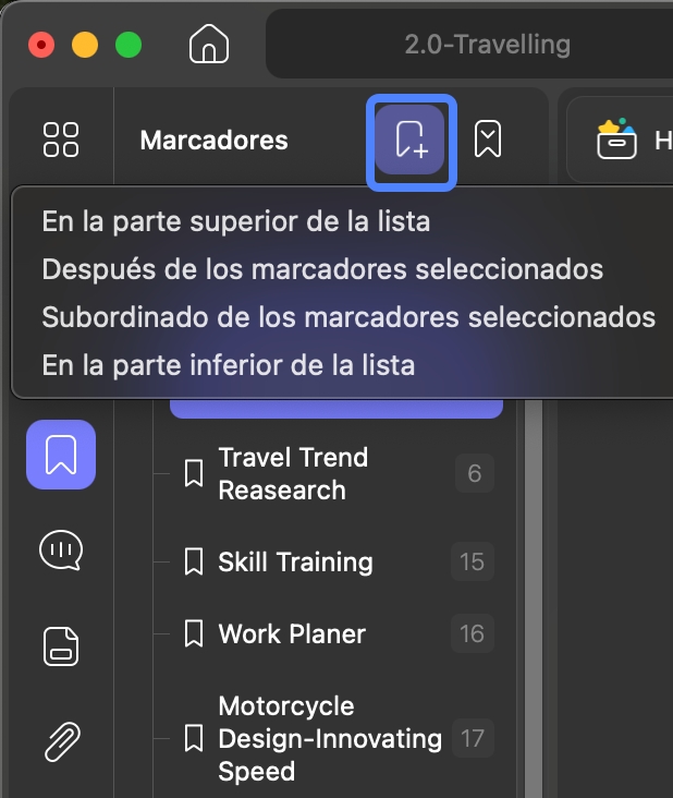 Agregar marcador a un PDF con UPDF