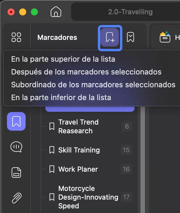 Agregar marcador a un PDF con UPDF