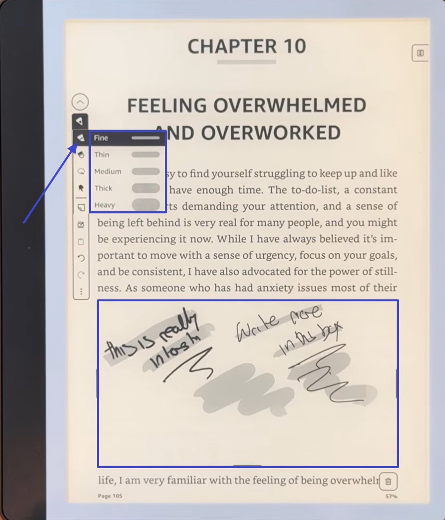 pick highlighting tool adjust thickness