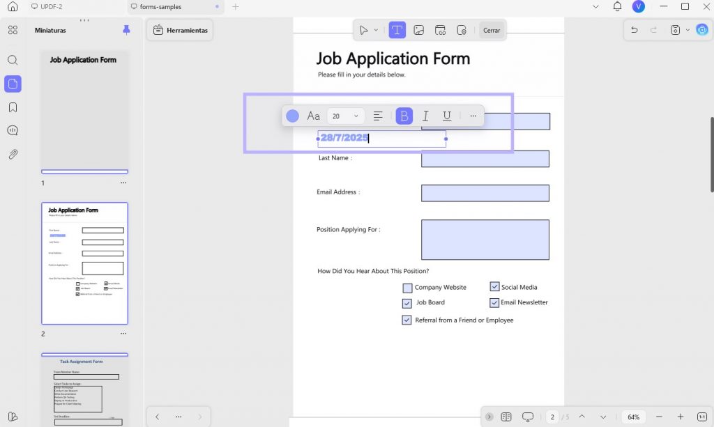 cambiar la fecha de creación del pdf haga clic en la fecha