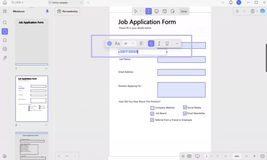 cambiar la fecha de creación del pdf haga clic en la fecha