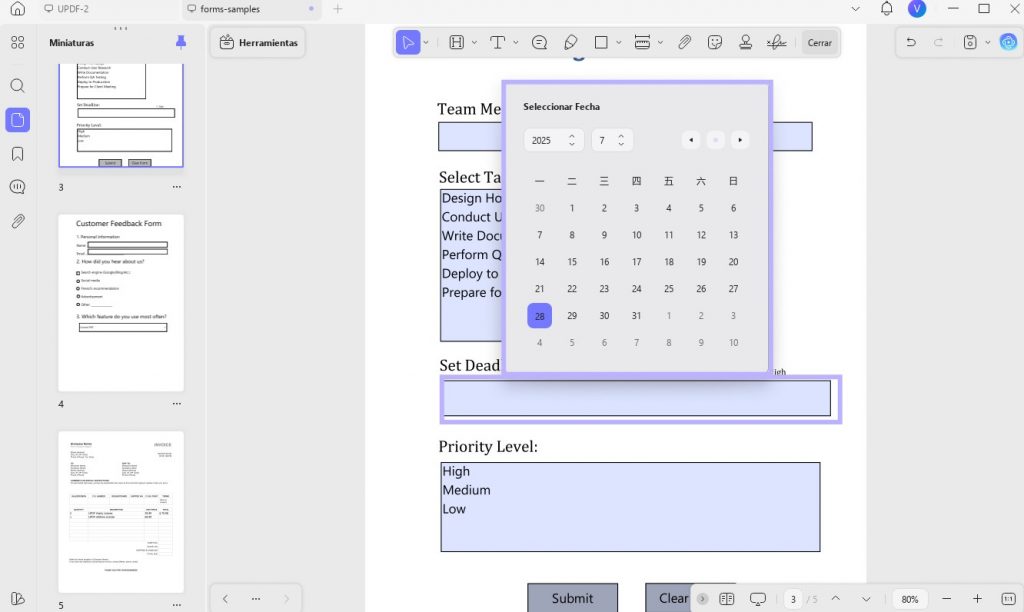 cambiar la fecha de creación del pdf en el pdf rellenable updf