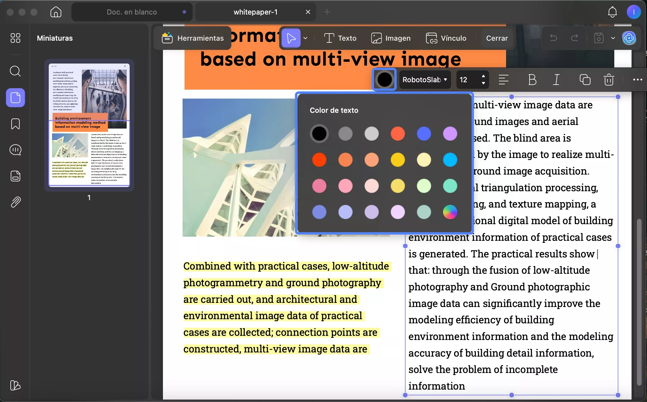 Cambiar el color del texto en un PDF con UPDF en Mac