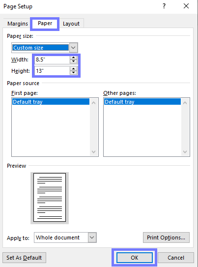 change the width and height word