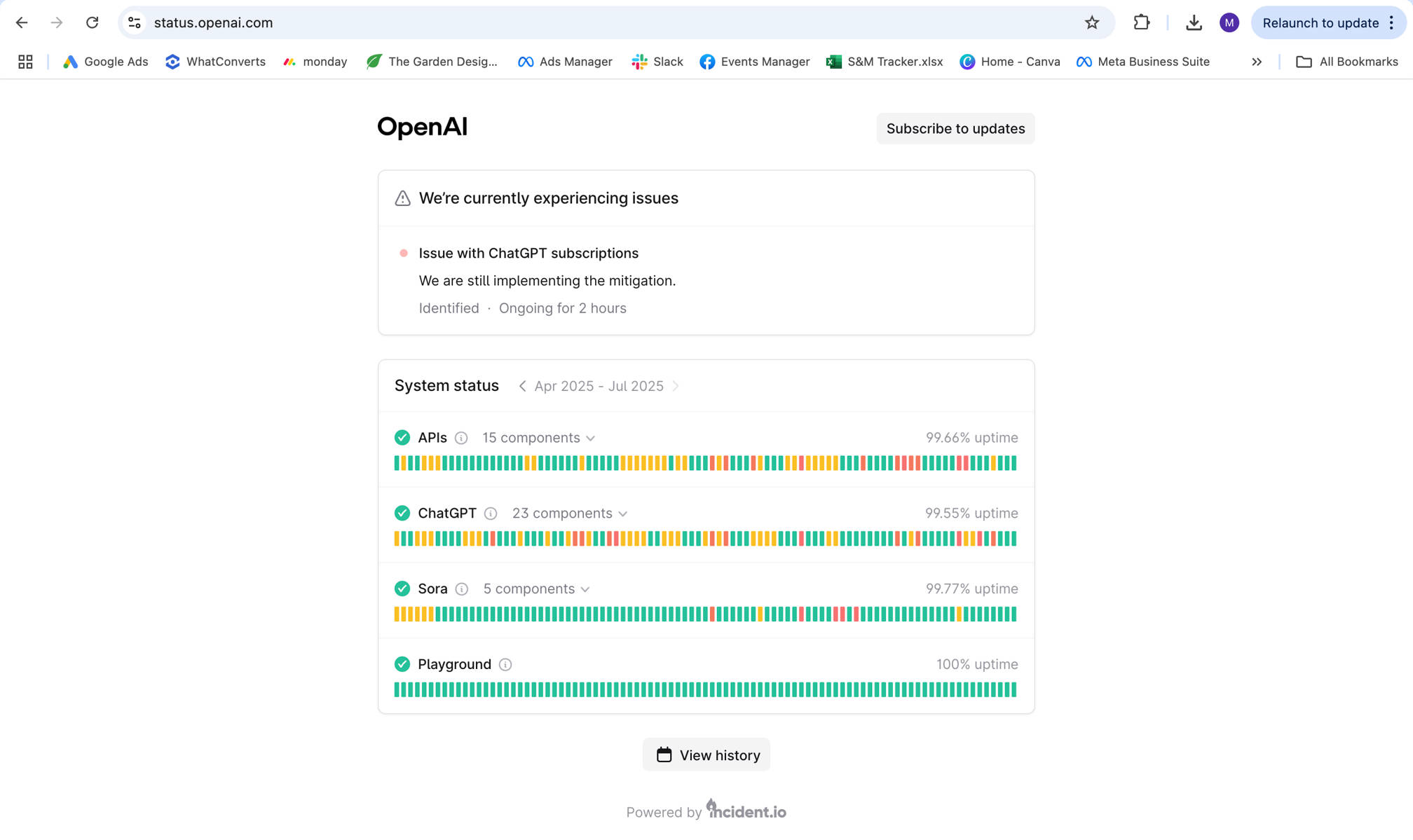 check ChatGPT server status