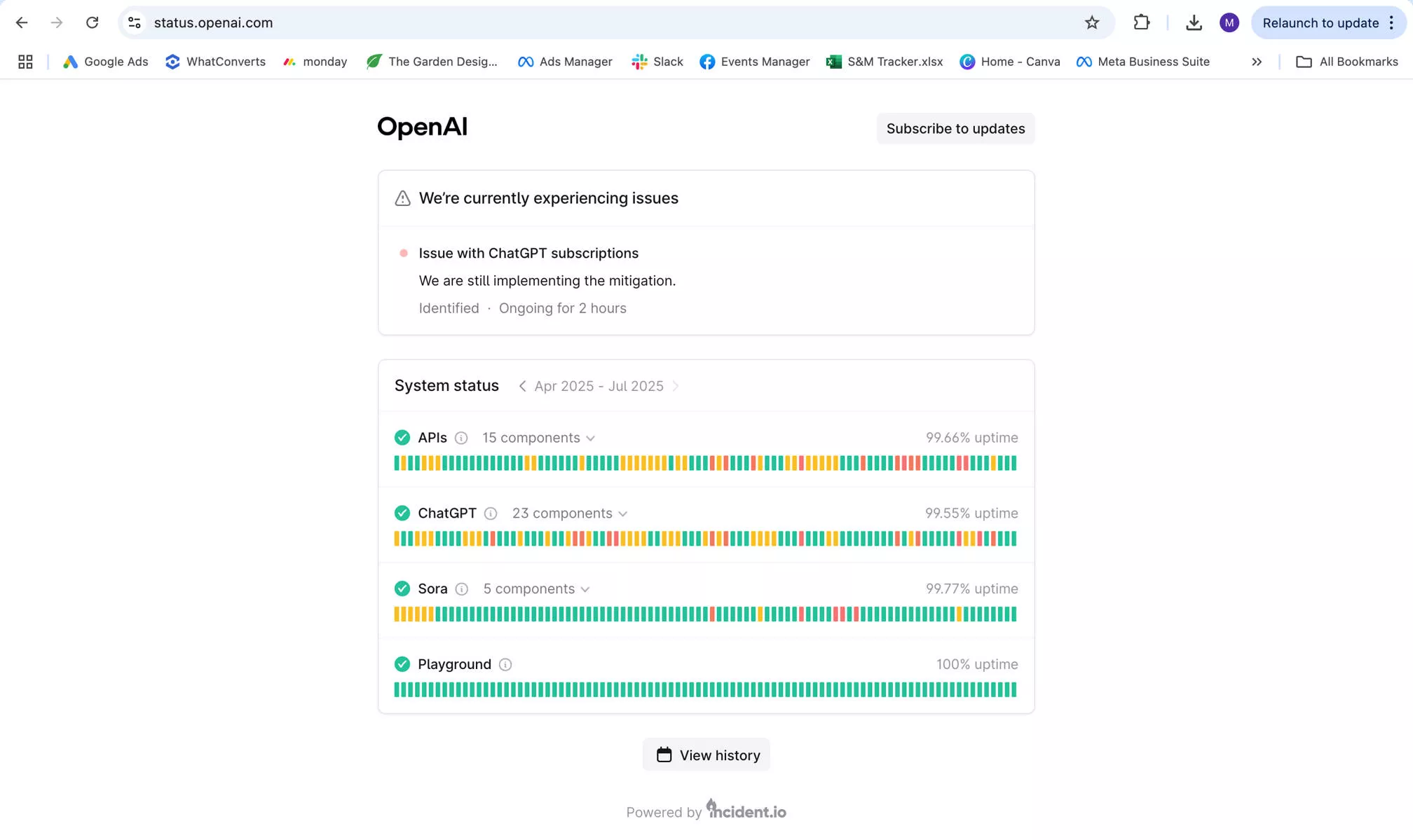 check ChatGPT server status
