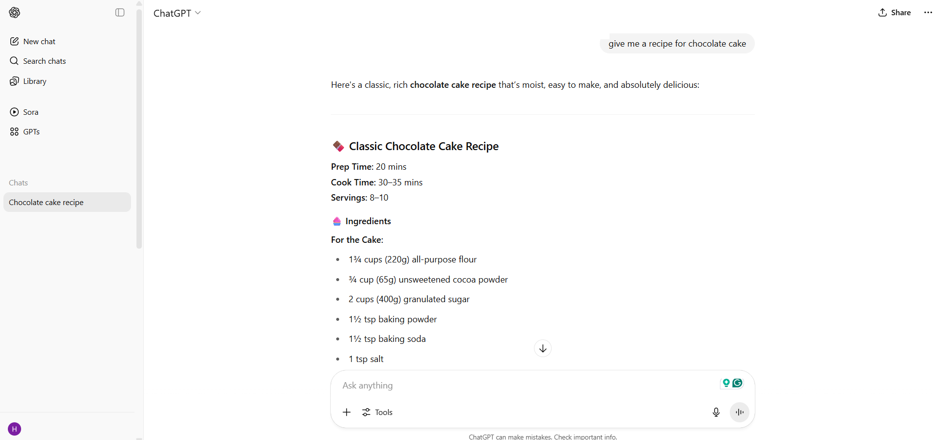chocolate cake recipe
