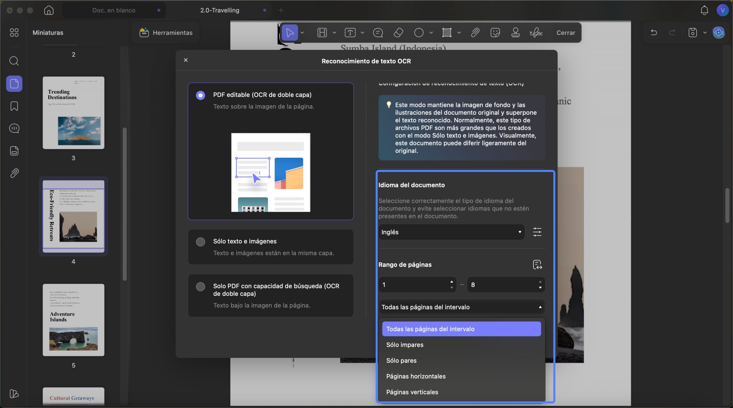 Elija el idioma y otras configuraciones para OCR UPDF en Mac