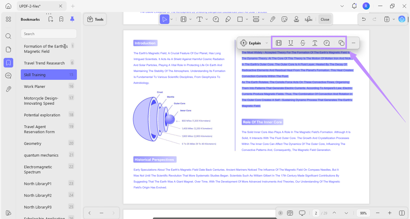 choose markup tools from the toolbar updf windows
