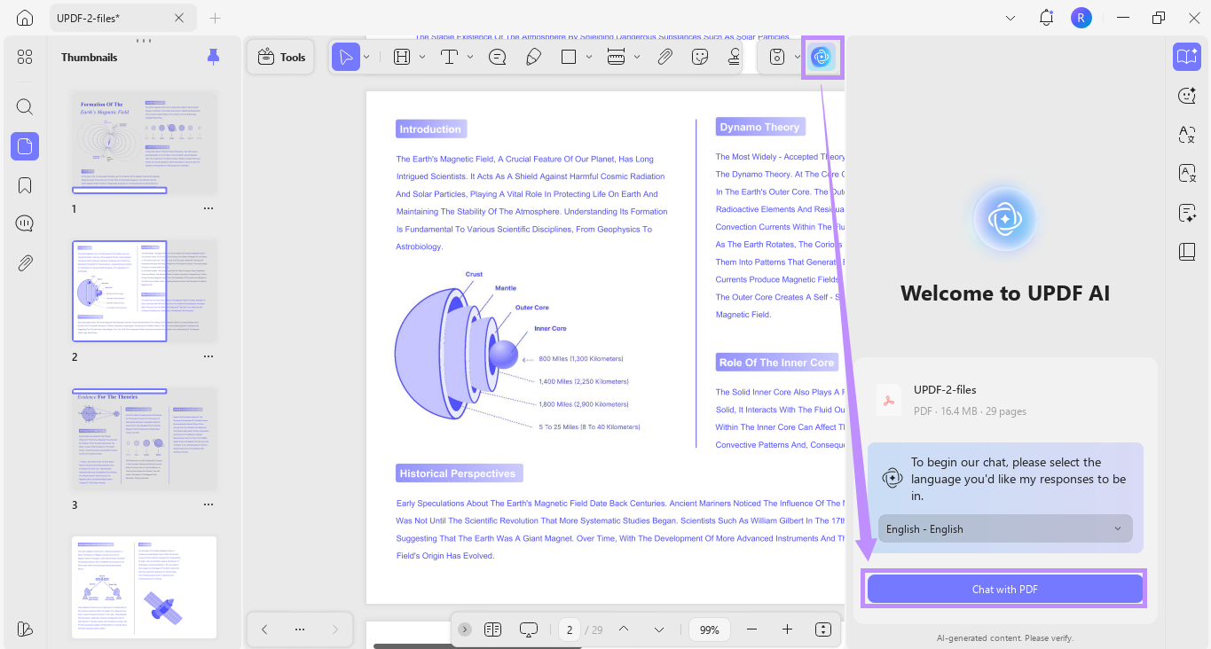 click chat with pdf under ai