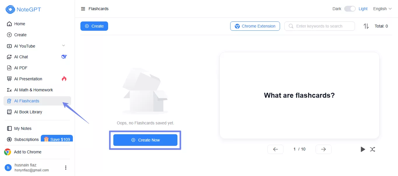 click create now notegpt
