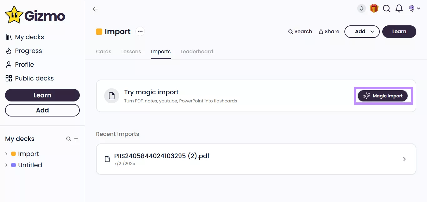 click magic import gizmo