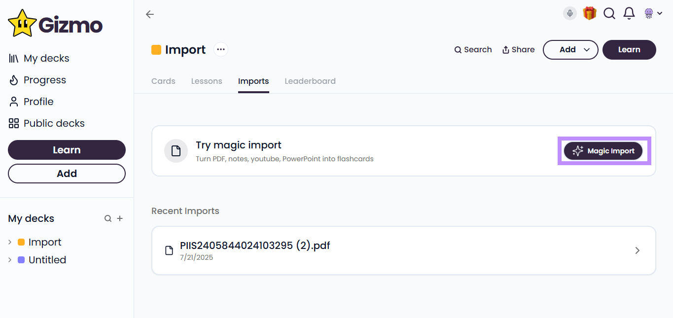 choisissez un objectif d'apprentissage gizmo ai