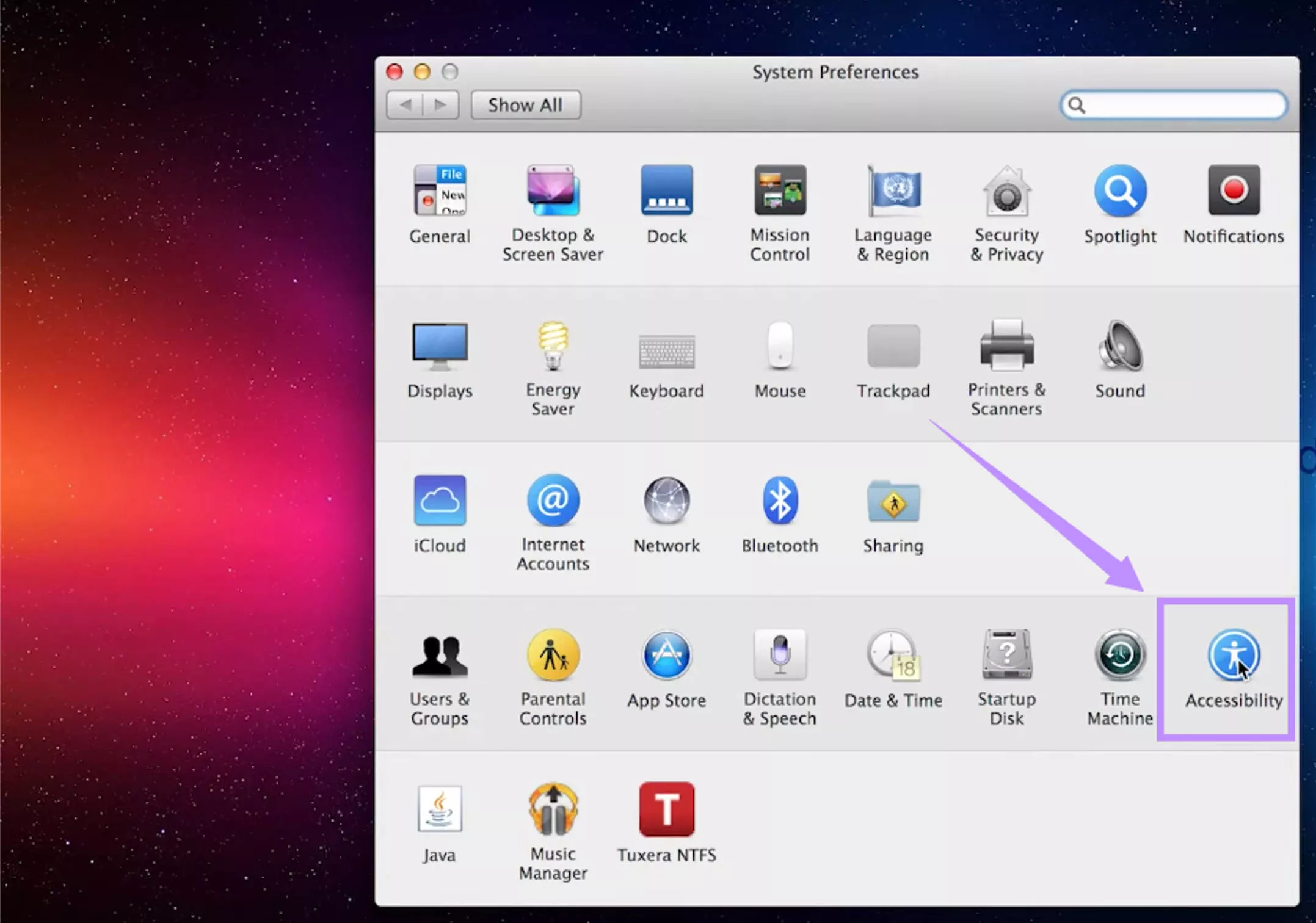 click on accessibility mac