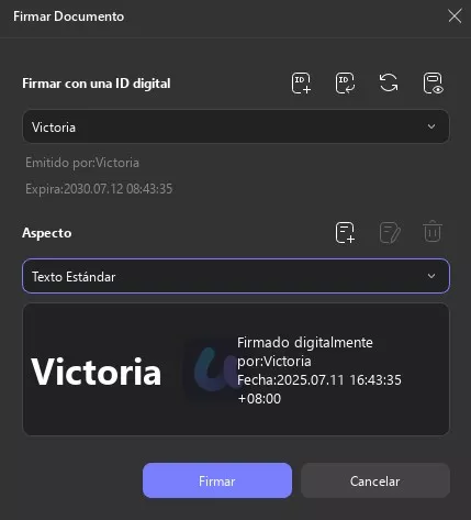 Firmar con una identificación digital