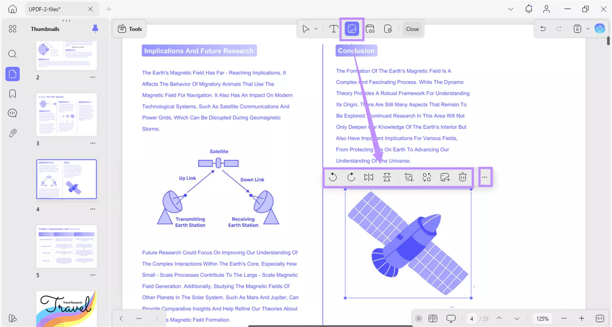 click the image icon and customize the image updf windows