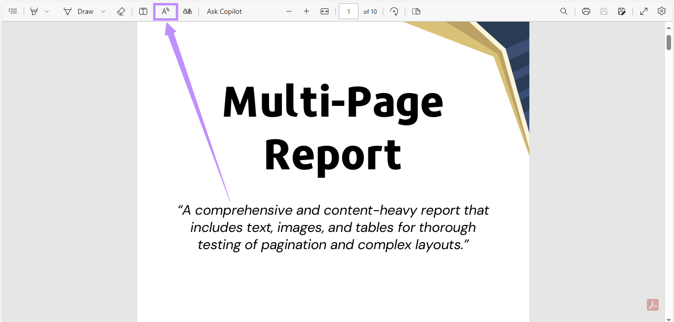click the read aloud icon edge