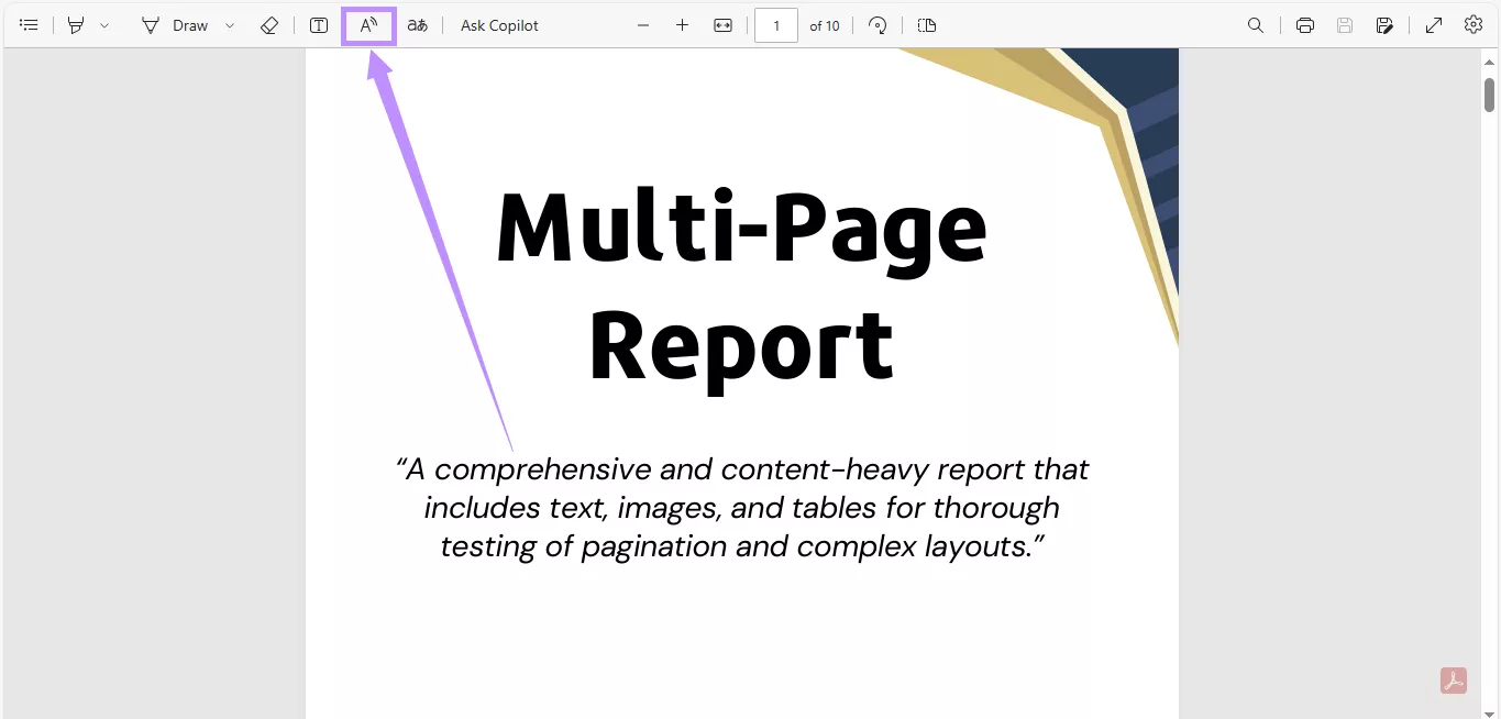 click the read aloud icon edge