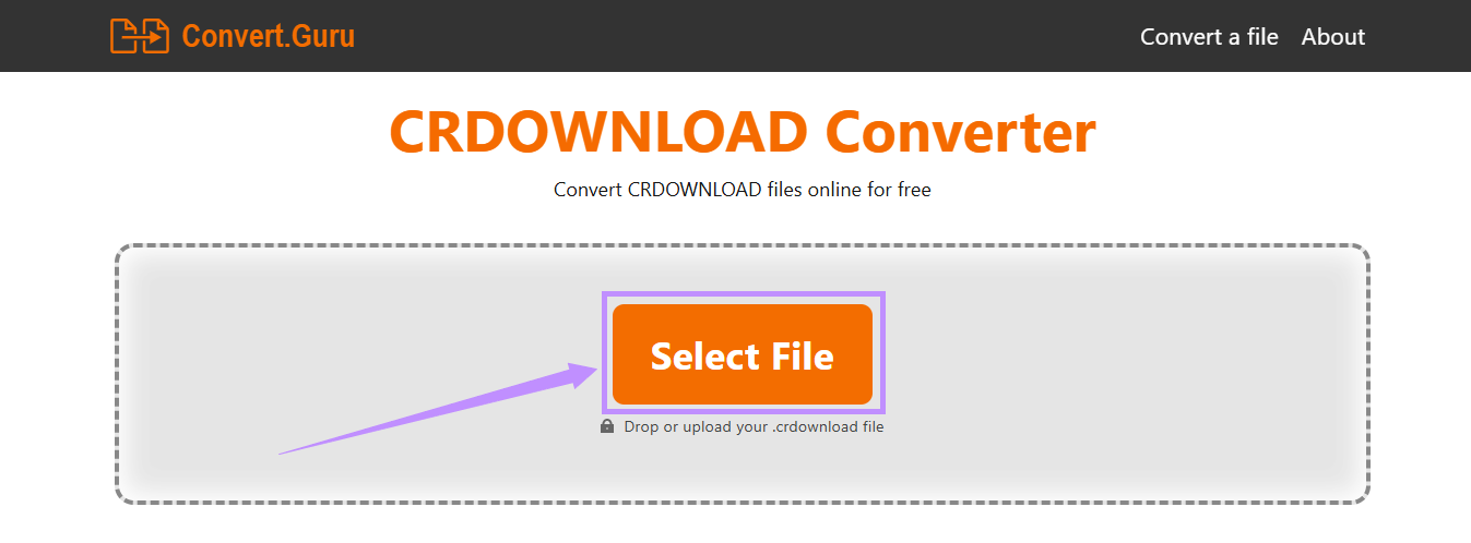 click the select file button convert guru