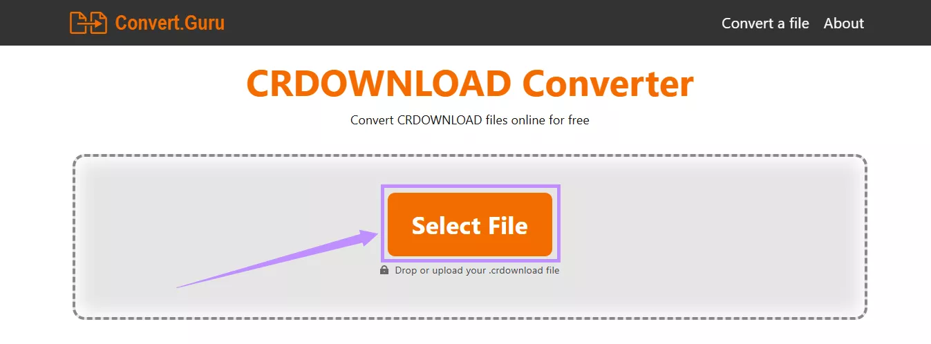 click the select file button convert guru