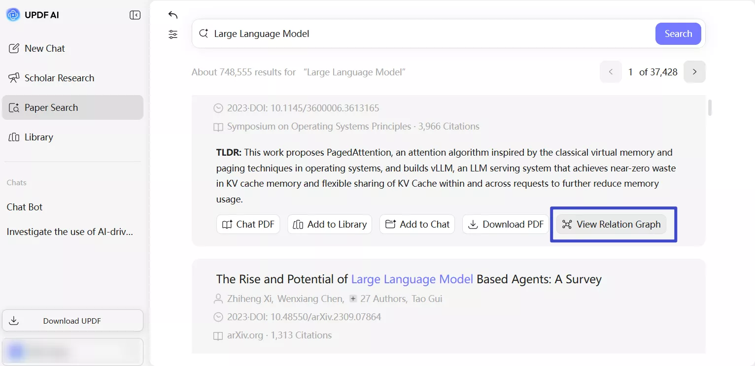 click the view relation graph button