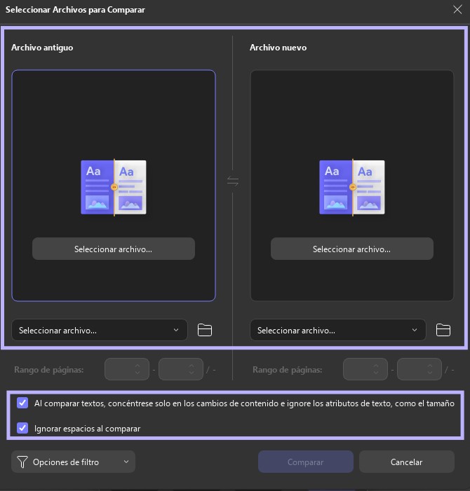 Comparar archivos antiguos y nuevos en UPDF para Windows 2