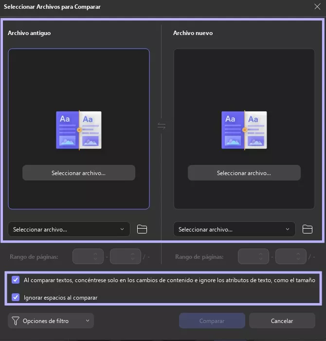 Comparar archivos antiguos y nuevos en UPDF para Windows 2