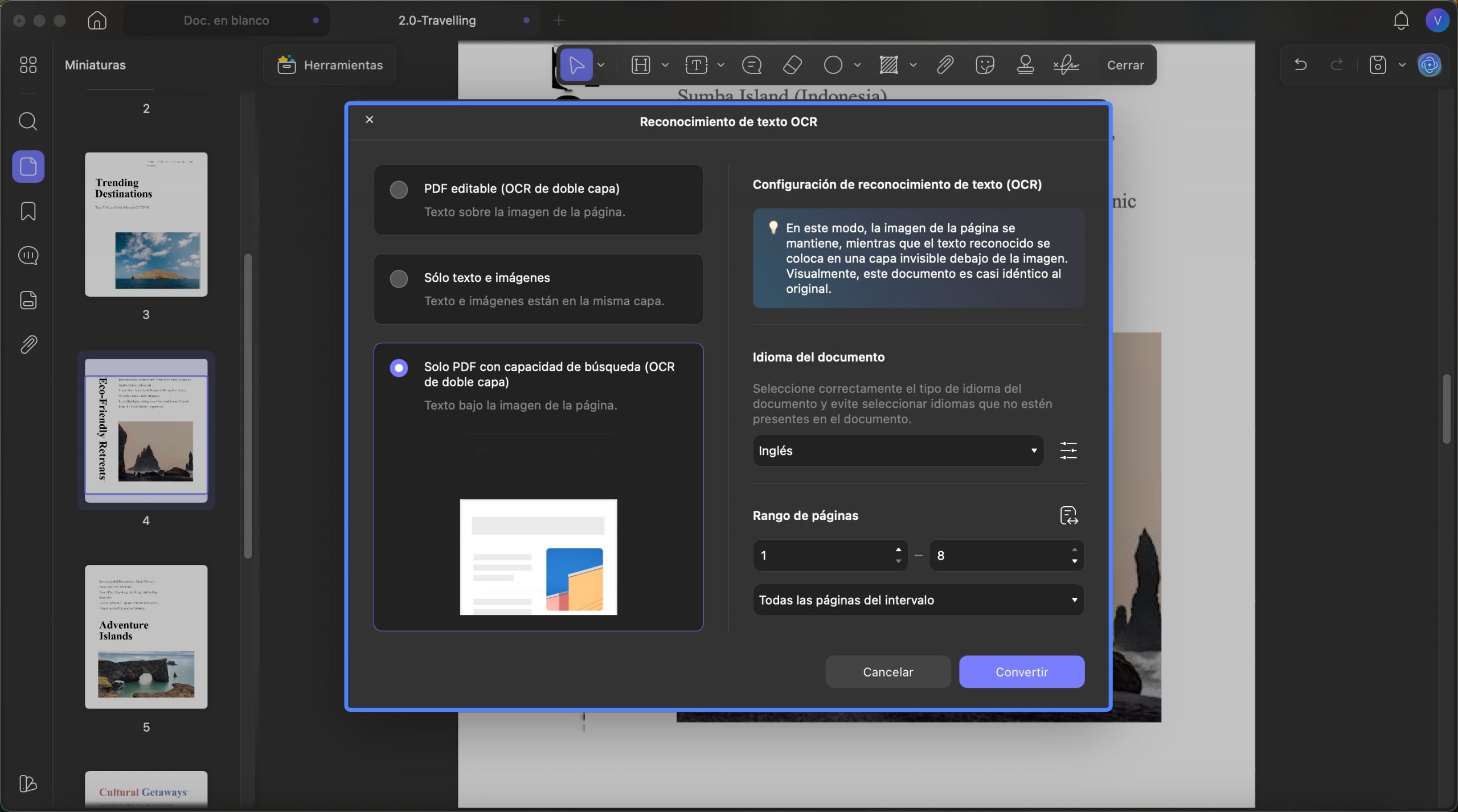 Considere usar la función OCR de PDF con capacidad de búsqueda uPDF para Mac