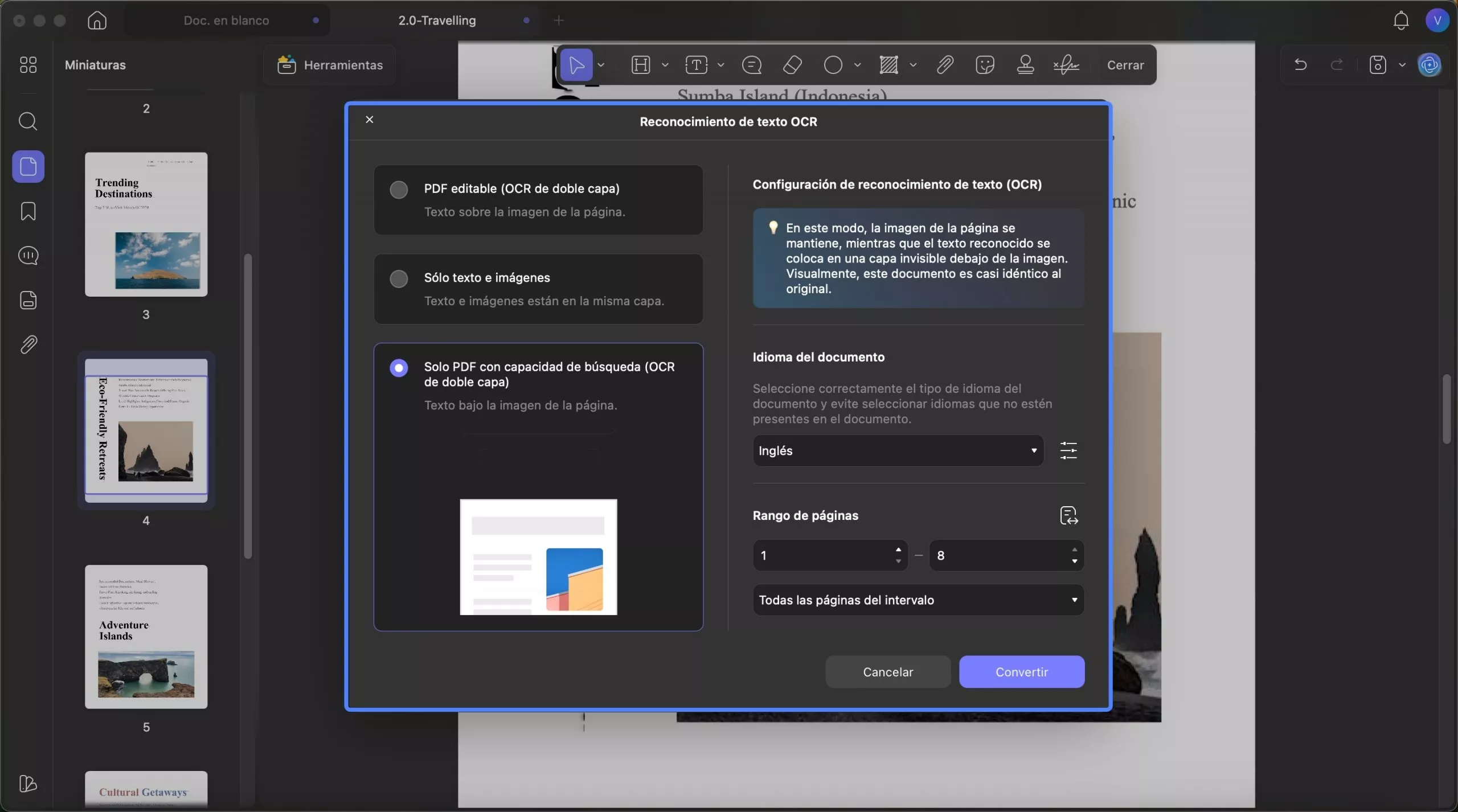 Considere usar la función OCR de PDF con capacidad de búsqueda uPDF para Mac