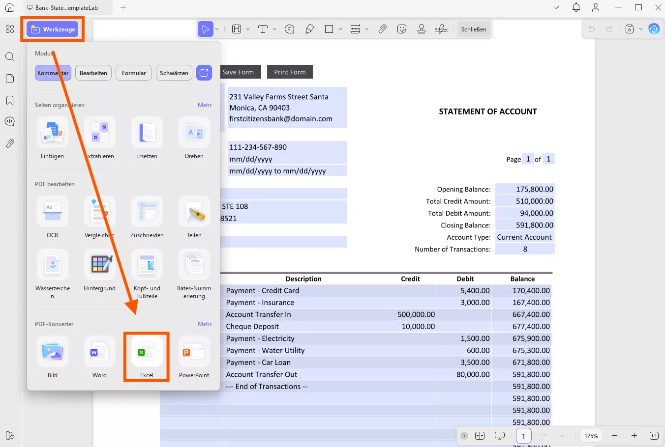 PPT in Excel: PDF in Excel umwandeln mit UPDF