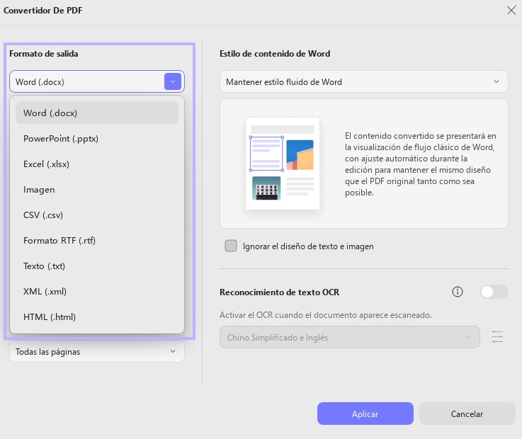 Convertir a formato de archivo preferido updf windows 2