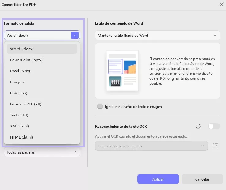 Convertir a formato de archivo preferido updf windows 2