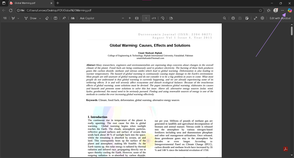 Copilot side panel in Microsoft Edge