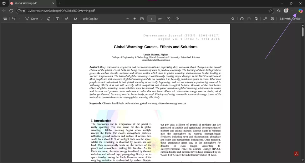Copilot side panel in Microsoft Edge