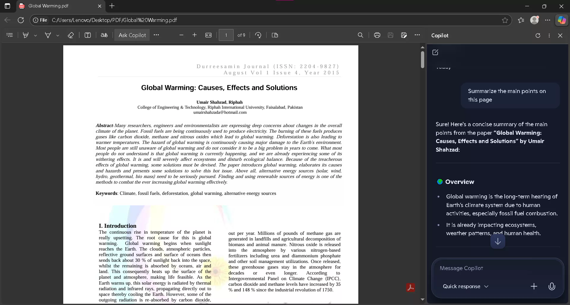 copilot summary for the pdf