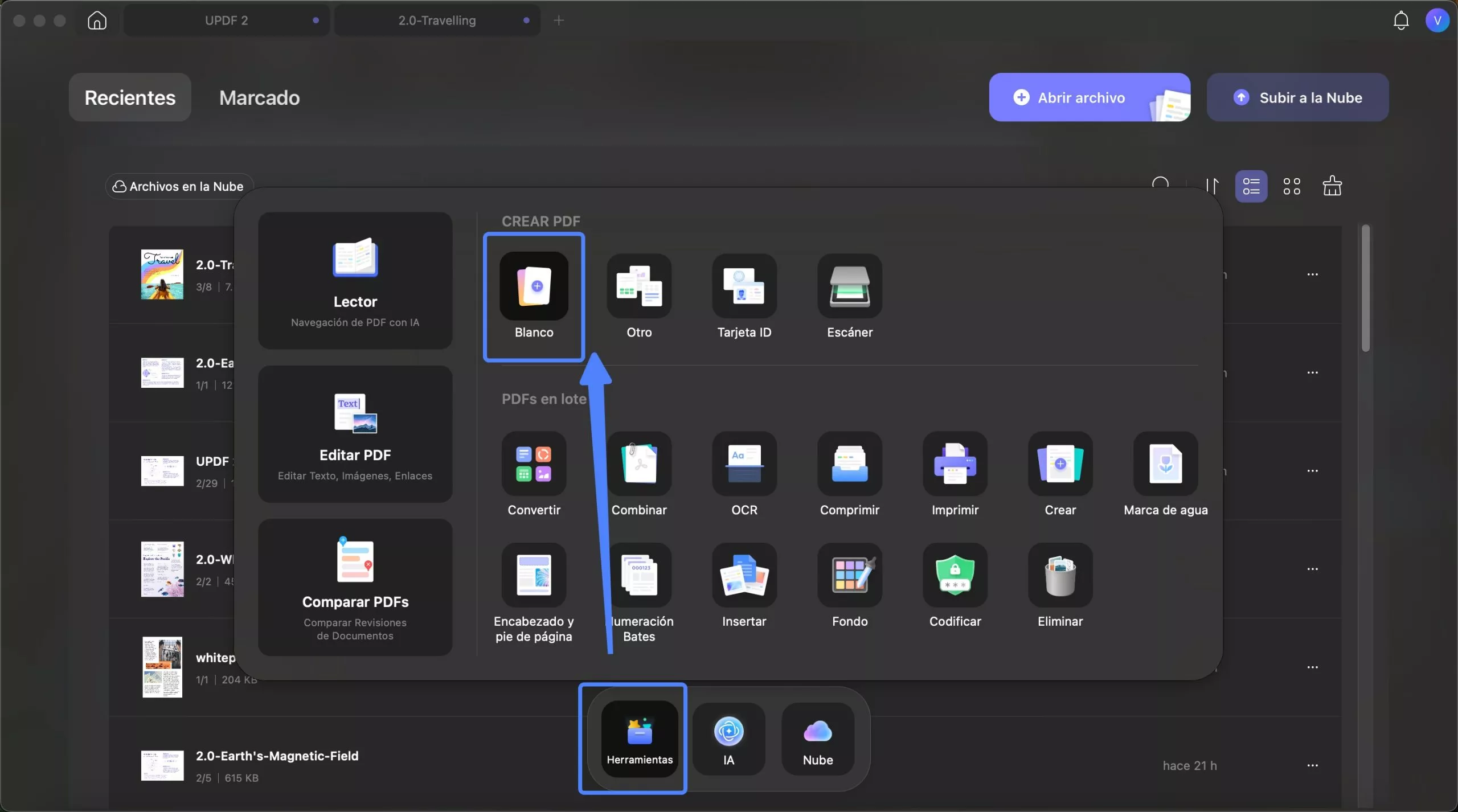 Crear una página en blanco en UPDF para Mac