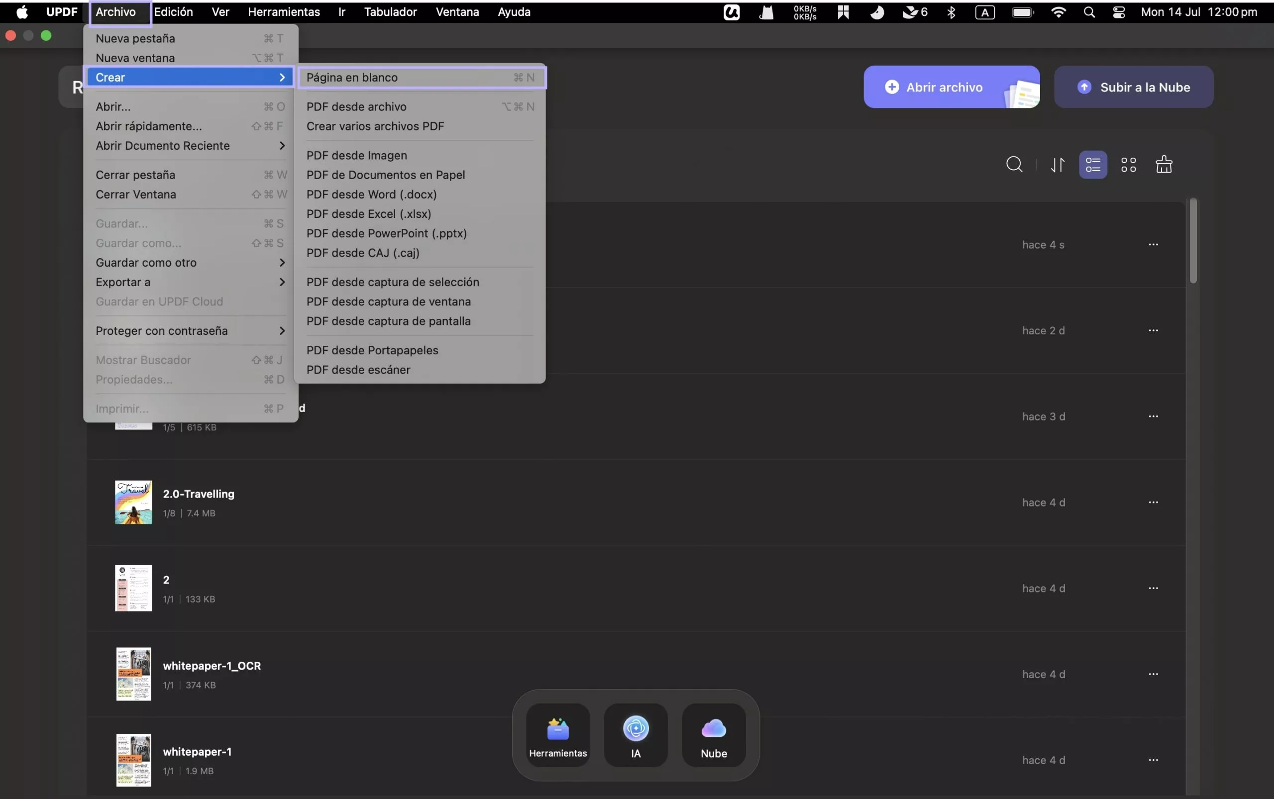 Crear PDF en blanco 1